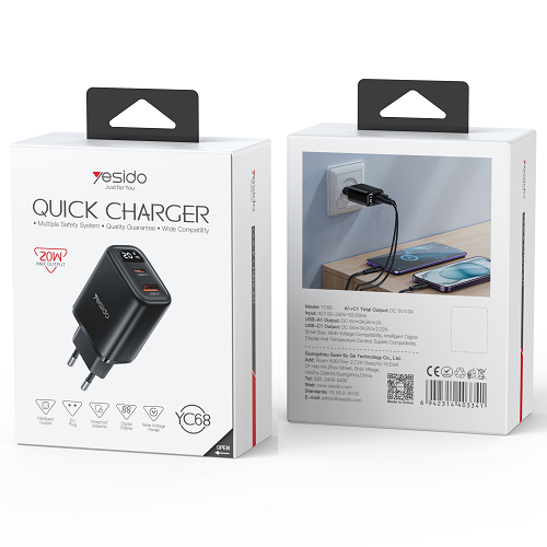 شارژر دیواری فست Yesido مدل YC68