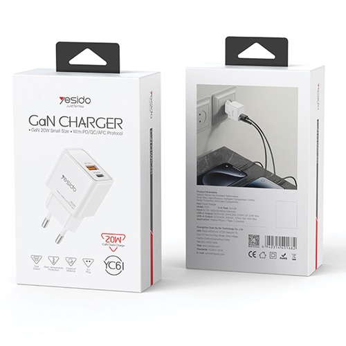 شارژر دیواری فست Yesido مدل YC61