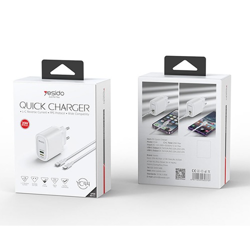شارژر دیواری فست Yesido مدل YC44