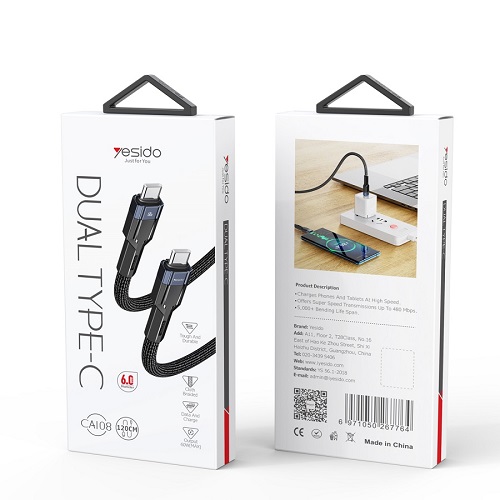 کابل دوسر تایپ Yesido  C مدل CA108