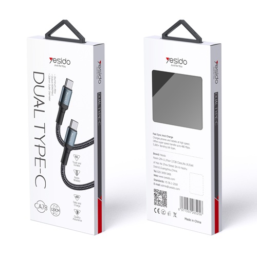 کابل دو سر تایپ سی Yesido مدل CA78